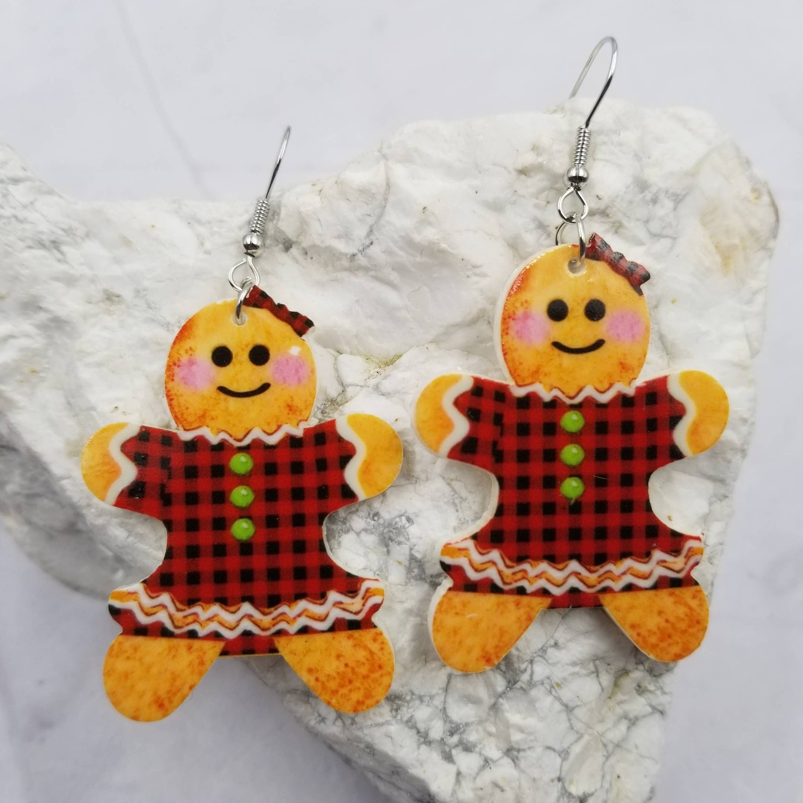 Gingerbread Man Girl Christmas Earrings